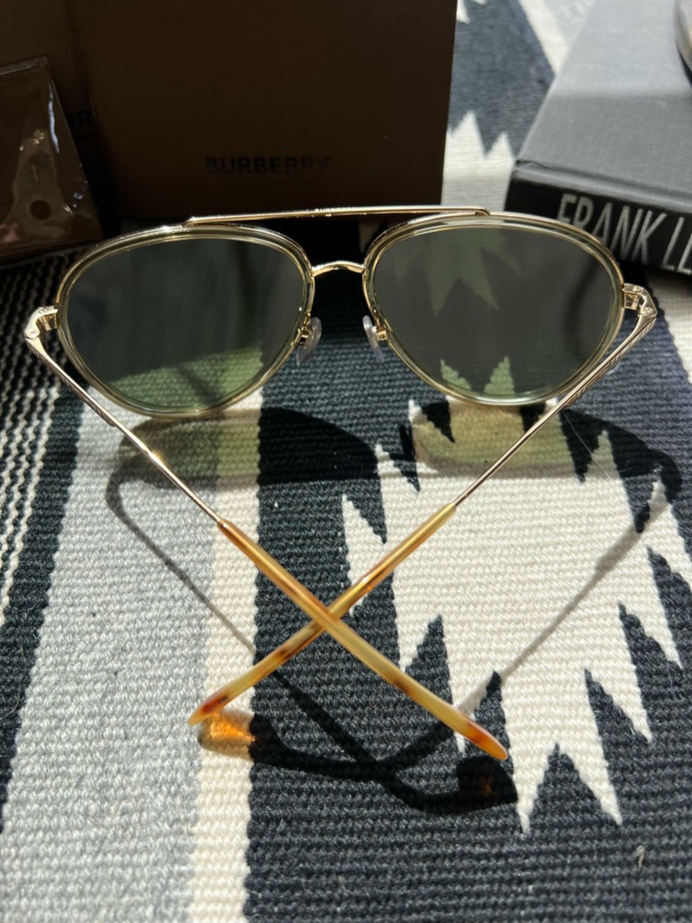 Burberry B 3125 Gold Aviator Style Sunglasses - Picture 7 of 15